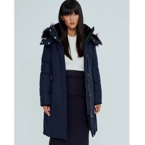 Noize Kristel Longline Softshell Puffer Coat Winter Jacket Vegan Outdoor Navy XS